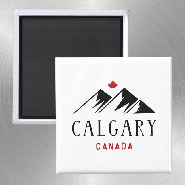 Cool Calgary Canada Mountains Maple Leaf Magnet (Von Creator hochgeladen)