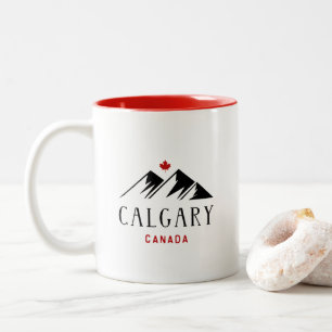 Cool Calgary Canada Mountains Maple Leaf Zweifarbige Tasse