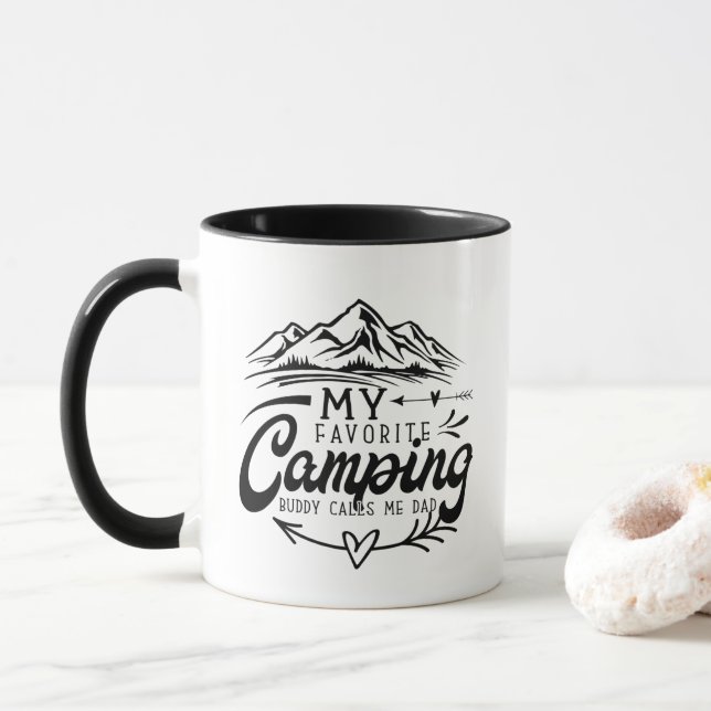 Cool Camping buddy Dad word art  Tasse (Mit Donut)