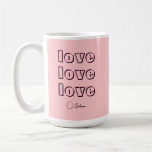 Cool Candy Pink Clean 3 x Liebe Pastel-Rose Kaffeetasse
