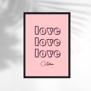 Cool Candy Pink Clean 3 x Liebe   Pastel-Rose Poster