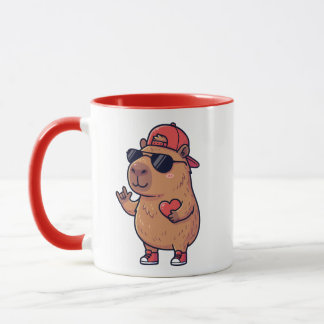 Cool Capybara ASL I Love You Sign Valentine Tasse