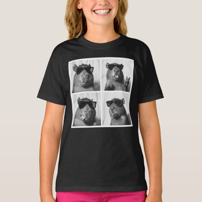 Cool Capybara Fotobooth Fun Fotograf T-Shirt (Vorderseite)