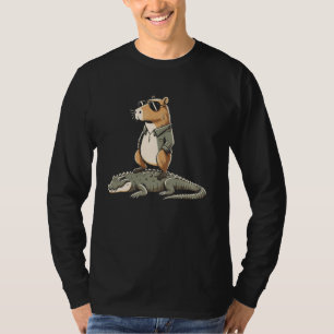 Cool Capybara Stehend auf Friendly Alligator Desig T-Shirt