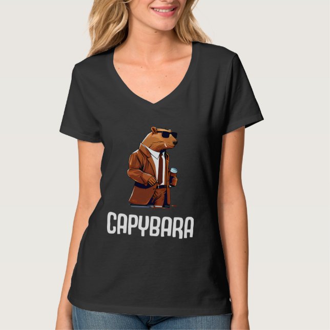 Cool Capybara Sunglasses Water Pig South America C T-Shirt (Vorderseite)