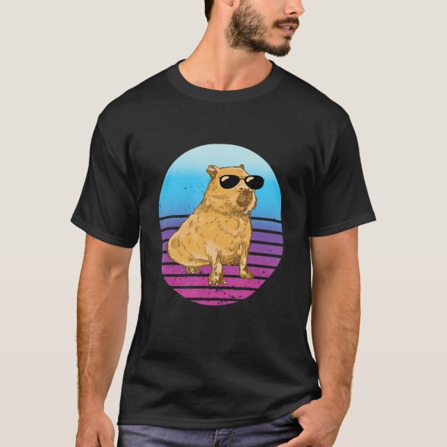 Cool Capybara Sunset Capybara   Capybara Rodent T-Shirt (Vorderseite)