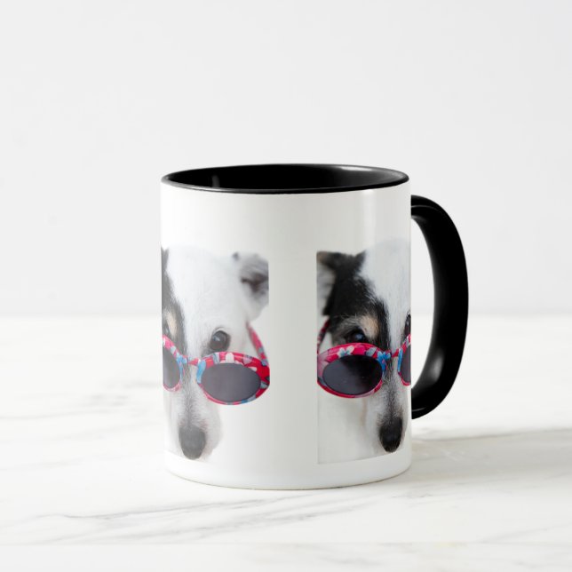 Cool Cartoon Dog with Glasses Tasse (VorderseiteRechts)
