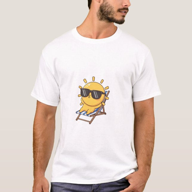 Cool Cartoon Sun Wearing Sunglasses Lounging T-Shirt (Vorderseite)
