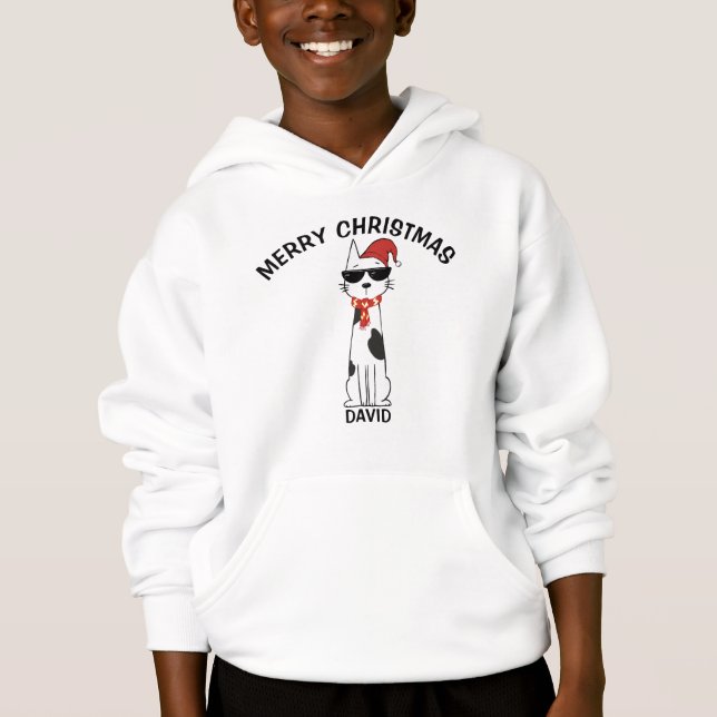 Cool Cat 2 Frohe Weihnachten Hoodie (Vorderseite)