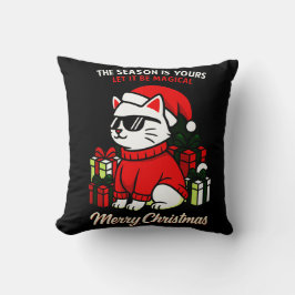 Cool Cat Christmas Throw Pillow Festive home decor Kissen