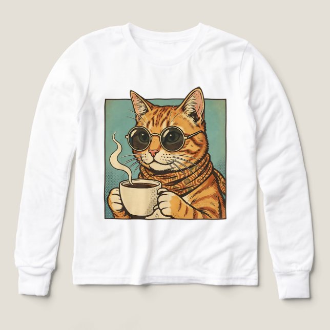 Cool Cat Coffee Retro Style Design for Cat Lovers (Design Vorderseite)