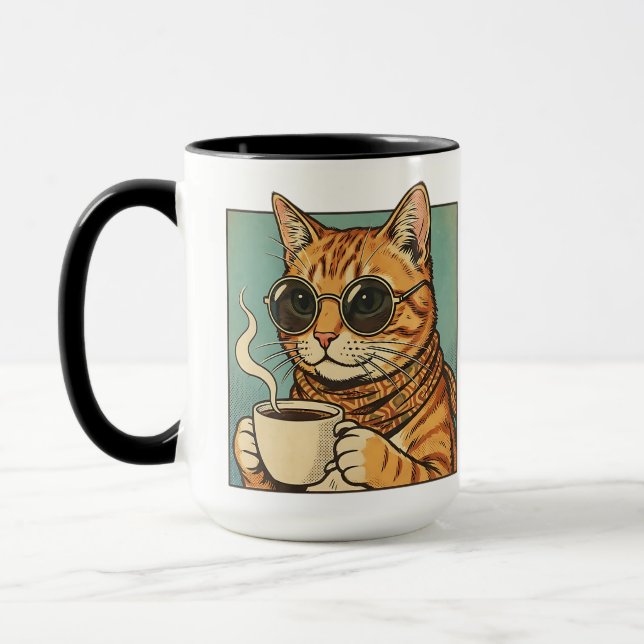 Cool Cat Coffee Retro Style Design for Cat Lovers Tasse (Links)