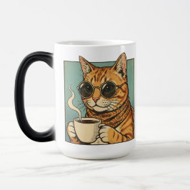 Cool Cat Coffee Retro Style Design for Cat Lovers Verwandlungstasse