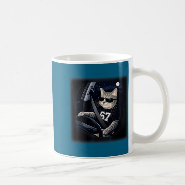 Cool Cat Driving 67 Sungles Funny For Men Women Ki Kaffeetasse (Rechts)