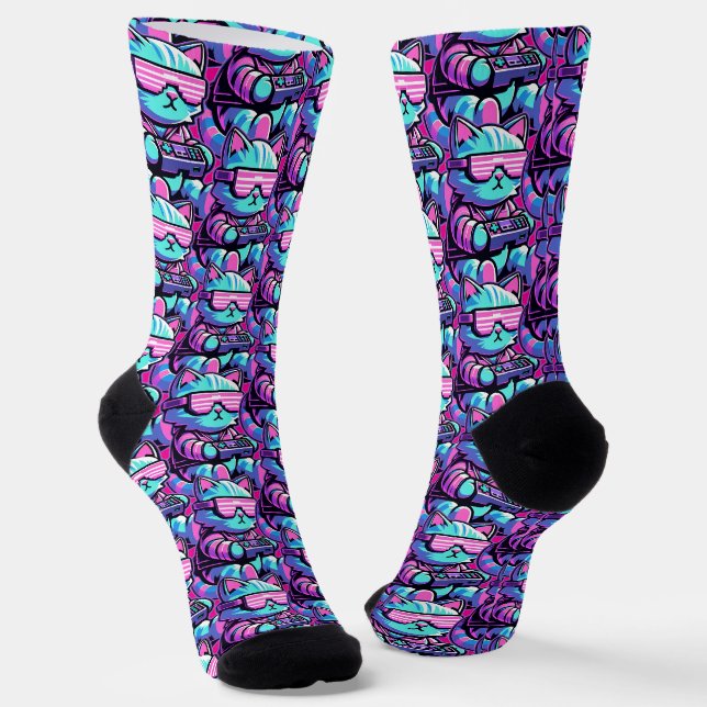 Cool Cat Gamer Socken (Gewinkelt)