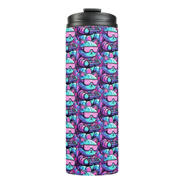 Cool Cat Gamer Thermosbecher (Vorderseite)