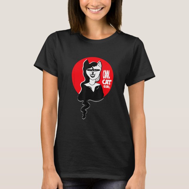 Cool Cat Girl Cat T-Shirt (Vorderseite)