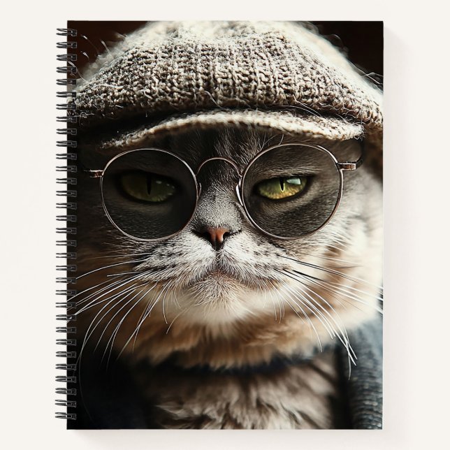 Cool Cat in Glasses Notebook Notizbuch (Vorderseite)