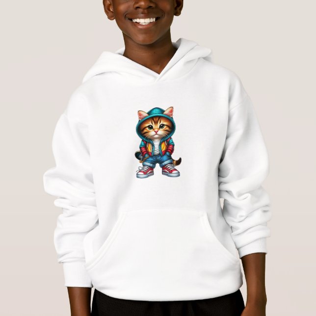 Cool Cat in Street Style Hoodie (Vorderseite)