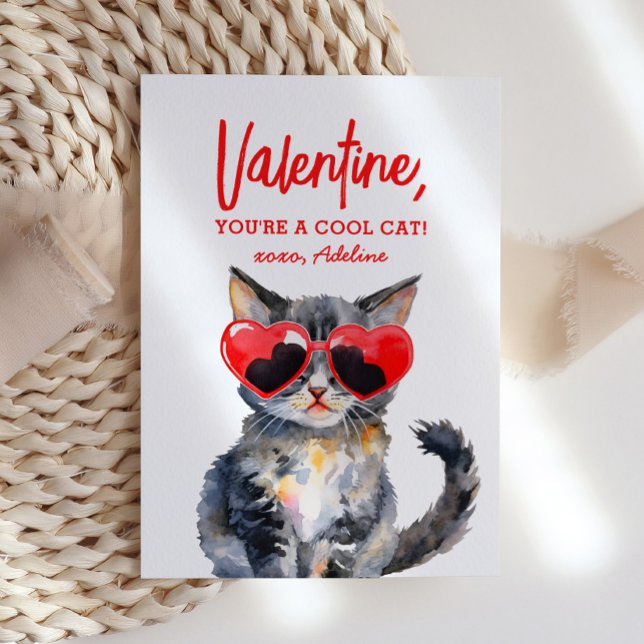 Cool Cat Kitten Kids Valentinstag Mitteilungskarte (Von Creator hochgeladen)