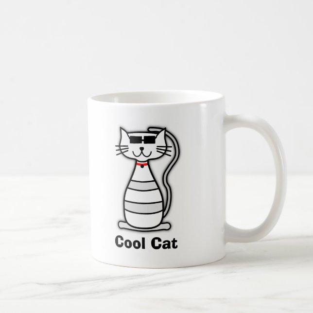 Cool Cat niedlich Cartoon Katze mit Sonnenbrille Kaffeetasse (Rechts)