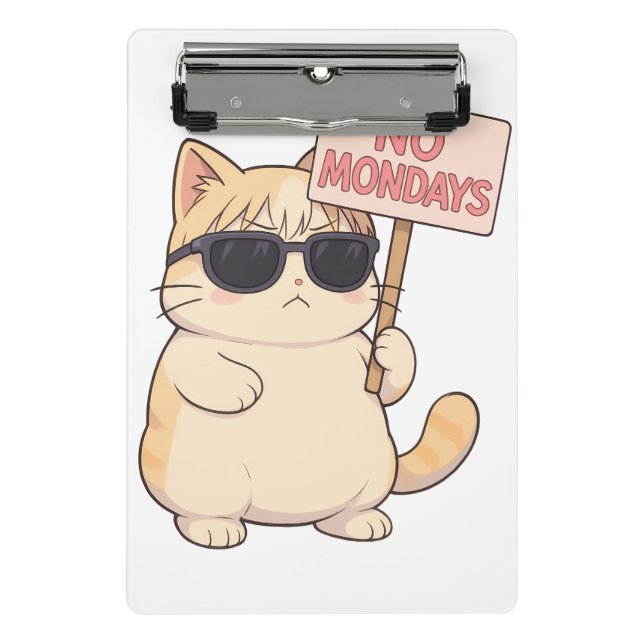 Cool Cat No Mondays Aesthetic Meme Mini Klemmbrett (Vorderseite)