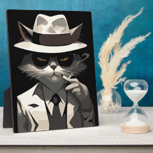 Cool Cat Noir: Eleganter und geheimnisvoller Kater Fotoplatte