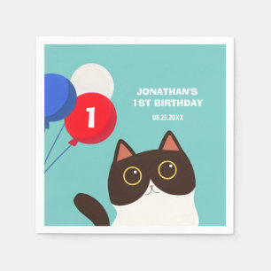 Cool Cat Party Ballon Kindergeburtstag Serviette