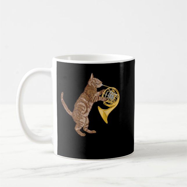 Cool Cat Playing French Horn Musician Orchestra Mu Kaffeetasse (Links)