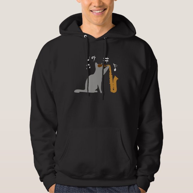 Cool cat plays a saxophone  saxophone hoodie (Vorderseite)