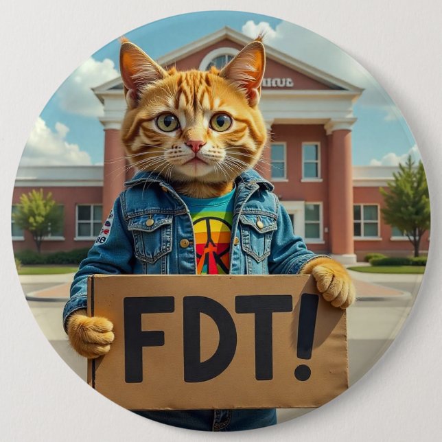 Cool Cat sagt FDT Politisch Button (Vorderseite)