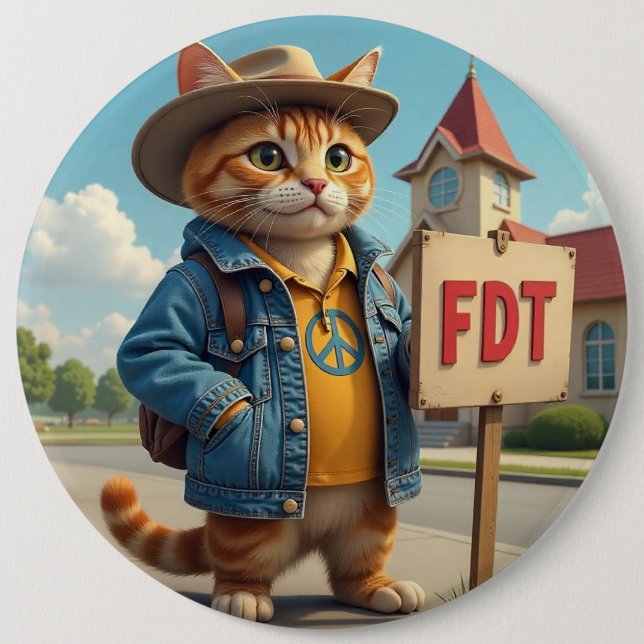 Cool Cat sagt FDT Politisch Button (Vorderseite)