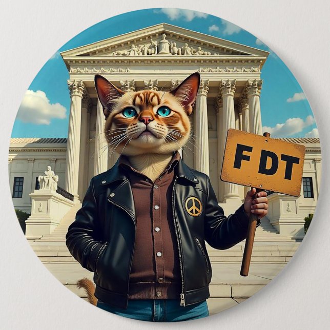 Cool Cat sagt FDT Politisch Button (Vorderseite)