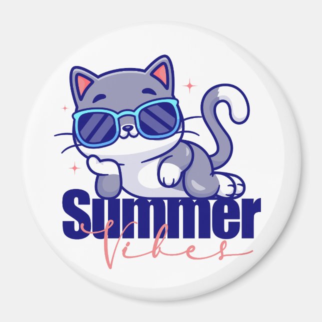 Cool Cat Summer Vibes Magnet (Vorne)