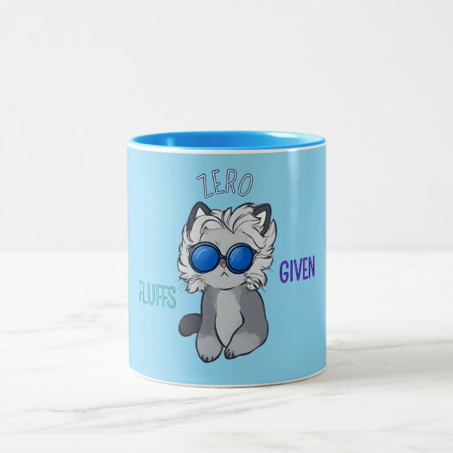 Cool Cat Sunglasses , Comic Cartonne Zweifarbige Tasse (Mittel)
