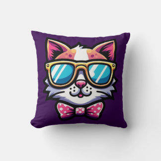 Cool Cat Throw Pillow – Whimsical Home Decor Kissen