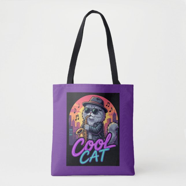 Cool Cat Trombone Player Music Quote Tote Bag (Vorderseite)