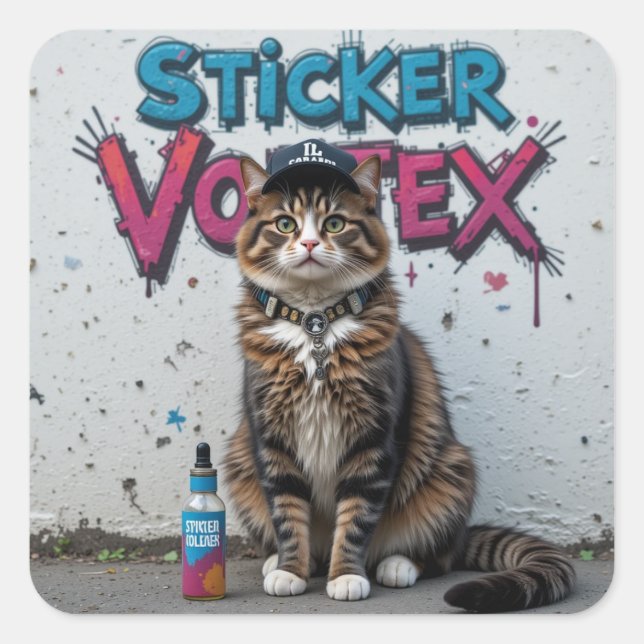 Cool Cat Urban Street Art Sticker - Sticker Vortex (Vorderseite)