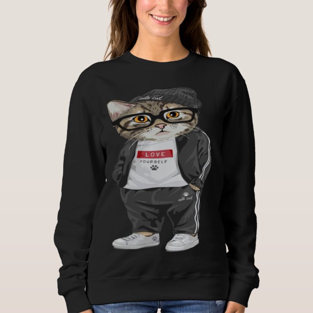 Cool Cat Urban Style Cute Cats Sweatshirt (Vorderseite)
