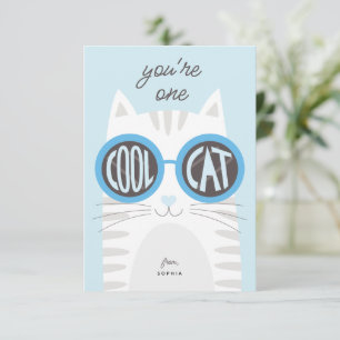 Cool Cat Valentine's day Card_blue Einladung