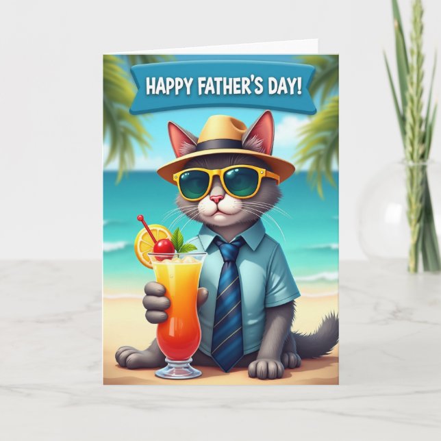 Cool Cat Vatertag Szene Karte (Vorderseite)