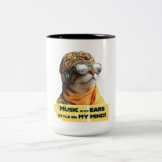 Cool Cat Vibes Zweifarbige Tasse (Mittel)