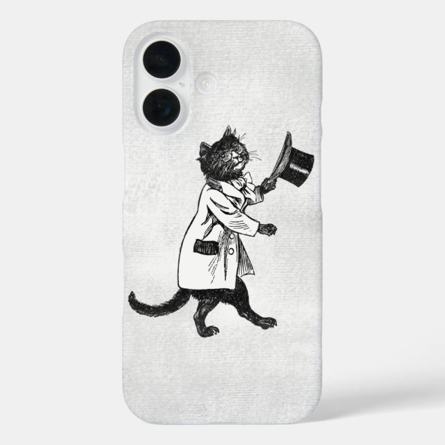 Cool Cat Vintage Schwarz-weiß Grunge iPhone Case (Rückseite)