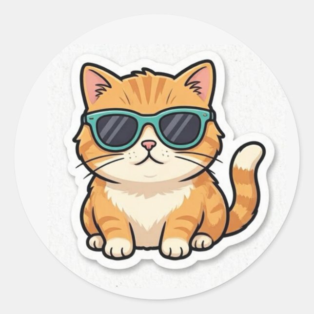 Cool Cat With Sunglasses Sticker Funny Aesthetic  (Vorderseite)