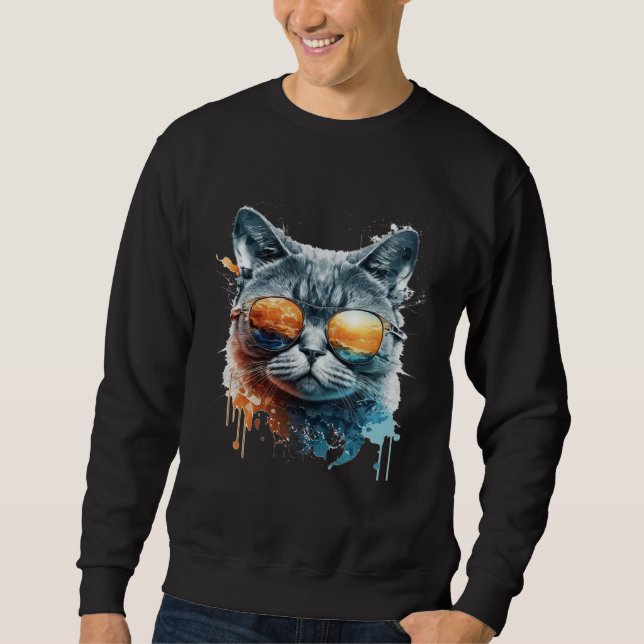 Cool Cat with Sunglasses Sweatshirt (Vorderseite)