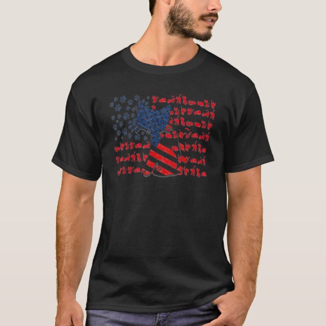 Cool Cats Kitten American Flag T-Shirt (Vorderseite)
