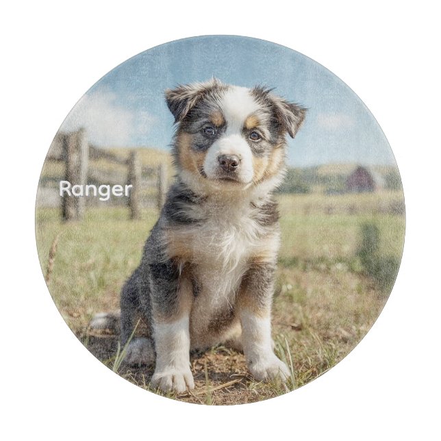 Cool Cattle Dog Peronalized Glass Schneidebrett (Vorderseite)