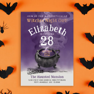 Cool Cauldron Lila Magic Hexe Geburtstagsparty Einladung
