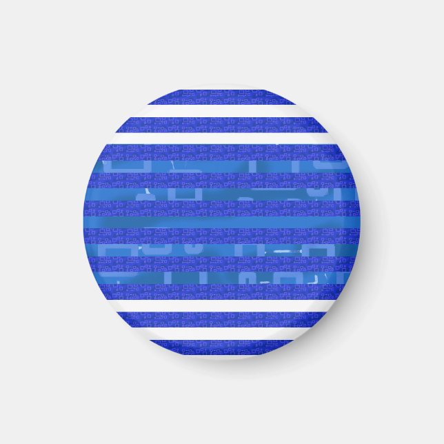 Cool Chic Blue Geometric Stripes Magnet (Vorne)