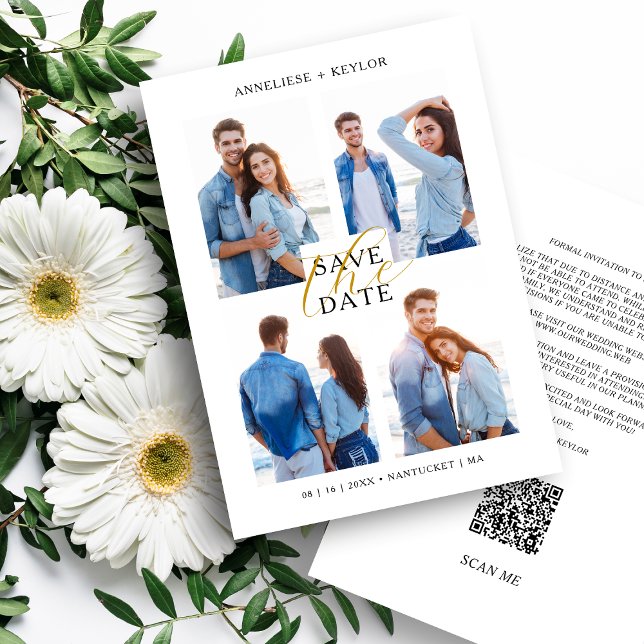 Cool Chic Romantic 4 Multi Photos Wedding Trendy  Save The Date (Von Creator hochgeladen)